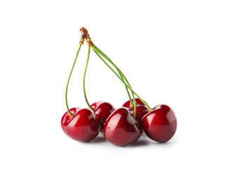 Many sweet cherries on white background
