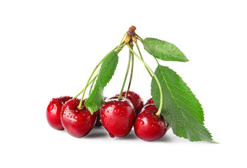 Many sweet cherries on white background
