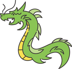 かわいいドラゴンのイラスト　アウトライン