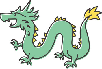 ポップなドラゴンのイラスト　アウトライン