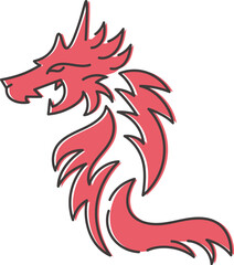 炎のようなドラゴンのデザインのイラスト アウトライン