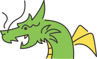 かわいいドラゴンの横顔の線画イラスト アウトライン