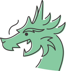 かわいいドラゴンの横顔の線画イラスト アウトライン