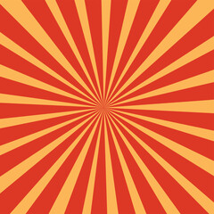 Starburst vector pattern. Starburst light. Orange and Red sun ray pattern. Retro wallpaper. Simplicity. Backdrop. Gift wrap. Postcard. Graphic design. Multicolour. Fabric. Decorative. Ornament. 