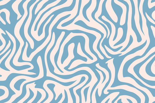 Light blue zebra pattern with wavy lines, seamless wallpaper pattern vector