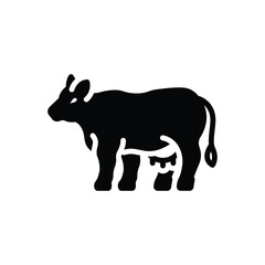 Black solid icon for cow 