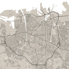 Obraz premium Vector map of Semarang, Indonesia. Urban city road map art poster illustration.