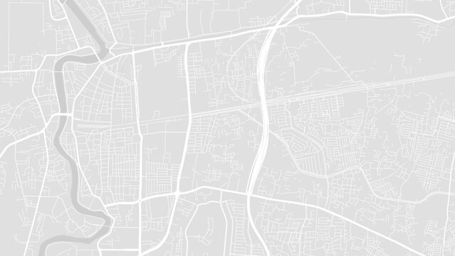 Background Tangerang map, Indonesia, white and light grey city poster. Vector map with roads and water. Widescreen proportion, flat design roadmap.