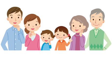 三世代家族　家族　集合　横並び