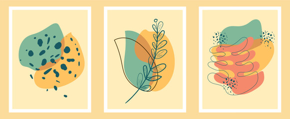 Set of wall decoration designs , boho minimalist art design, cover, print and card