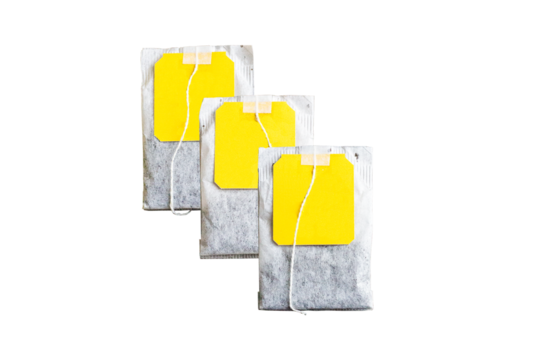 Teabag with a yellow label png