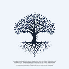 Obraz premium vector black tree of live icon on white background, tree with root, Creative vector graphic Silhouette of leaf trunks branch tree with root vector for logo or design leaf, fooliage, oak