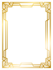 Art Deco gold frame vintage frame line geometric wedding label card frame png transparent background