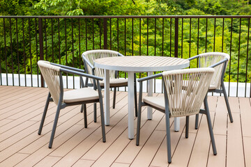 Obraz premium Open cafe terrace on wood deck