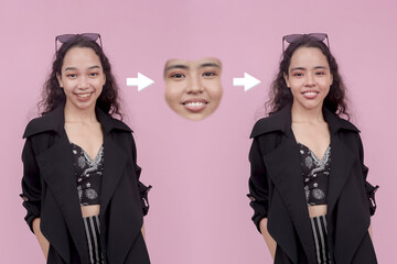 Example of AI Face swap or deepfake technology. Replacing a face in an image with that of another...