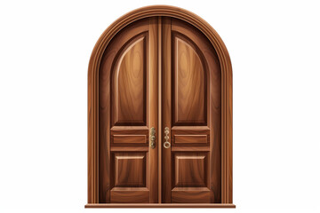 a door made of wood with a handle.white background.generative ai