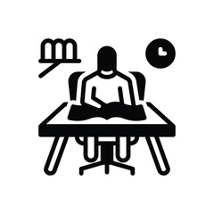 Black solid icon for studies 