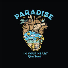 Paradise tee graphic vectors.
