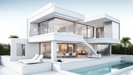 3D rendered mockup of a luxury  real estate property for realtors ads and prints - Generative AI