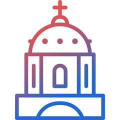 blue domed church gradient line icon