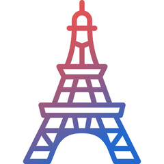 eiffel tower gradient line icon