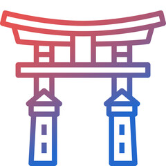 itsukushima shrine gradient line icon
