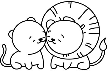 Lion Family Coloring Page