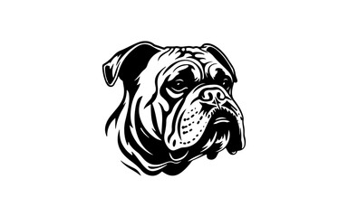 Head of dog shape isolated illustration with black and white style for template.