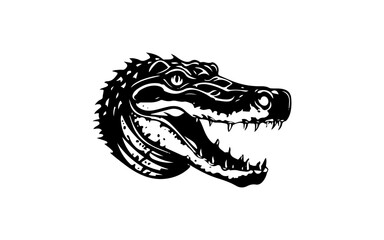 Head of crocodille shape isolated illustration with black and white style for template.