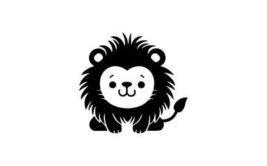 Head of cute lion shape isolated illustration with black and white style for template.