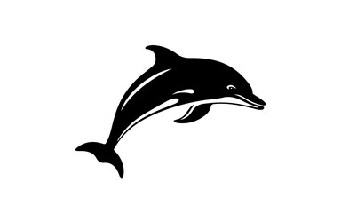Dolphin shape isolated illustration with black and white style for template.