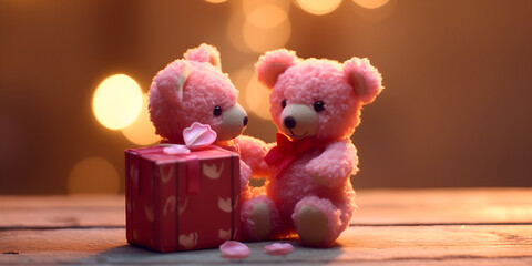 Sweet Pair of Teddy Bears Standing Together