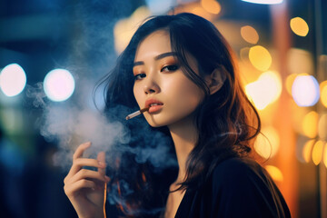 beautiful woman smoking, Generative AI