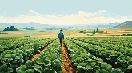 Vast agricultural farm field. Generative AI.
