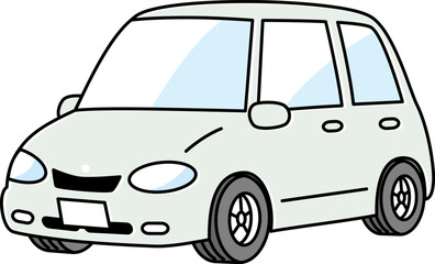 シンプルで使いやすいコンパクトカーのイラスト　オフホワイト
