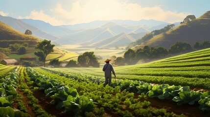 Vast agricultural farm field. Generative AI.