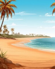 Fototapeta na wymiar An outdoor, horizontal banner with a tropical beach scene. (Illustration, Generative AI)
