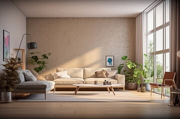 Interior of a modern living room. Generative AI