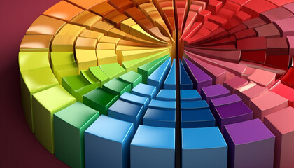 Obraz premium Vibrant multi colored circles create a modern abstract backdrop design generated by AI