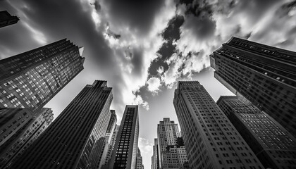 Tall skyscraper in black and white, a modern monochrome marvel generated by AI