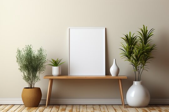 Taupe Tranquility: A Clean Poster Canvas of Minimal Beauty - 20x30 Poster Mockup