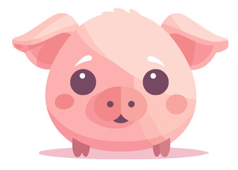 Obraz na płótnie Canvas Cute pig; simple vector illustration.