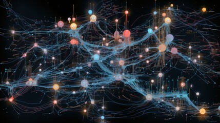 Naklejka na ściany i meble Minimal Neural Pathways: Simplified pathways illustrating the intricate neural networks of AI | generative ai