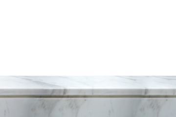white marble stone table top isolated on white background for product display