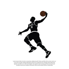 Basketball Player Silhouettes. dunk pose basketball players isolated vector illustration. slamdunk style basketball player silhouette vector illustration. Good for sport graphic resources.