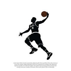 Basketball Player Silhouettes. dunk pose basketball players isolated vector illustration. slamdunk style basketball player silhouette vector illustration. Good for sport graphic resources. © vian