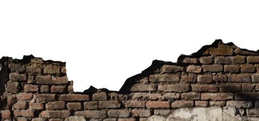 Papier Peint photo Lavable Mur de briques broken brick wall isolated