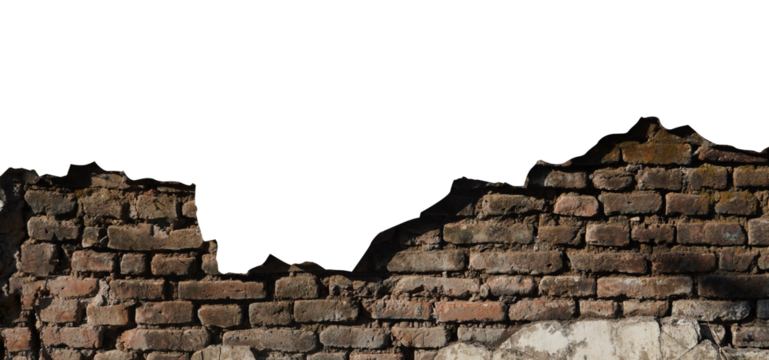 broken brick wall isolated