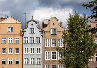 Fototapeta premium Colorful facades of historic tenement houses in old town in Gdansk