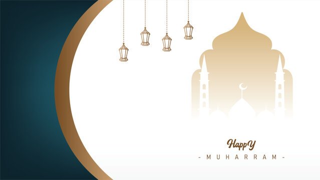 elegant design banner poster minimalist wallpaper Islamic hijri new year muharram